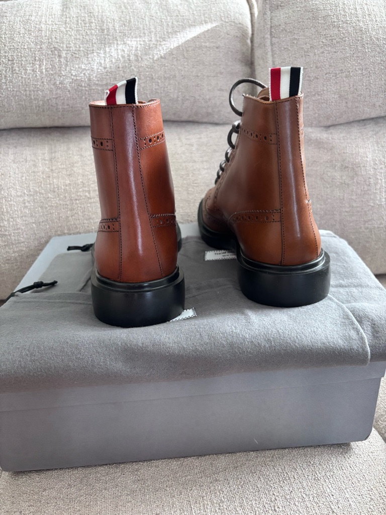 Thom Browne Brown Leather Wingtip Lace-Up Boots 7